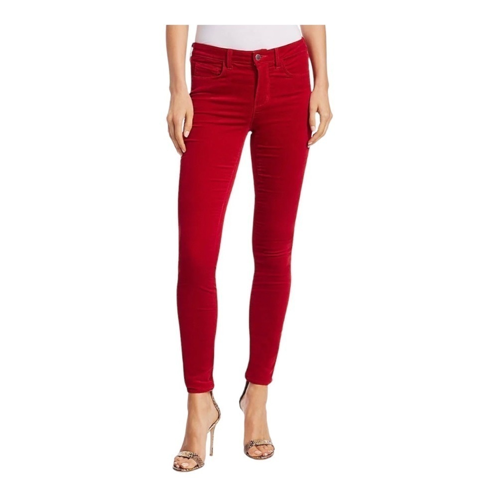 L’AGENCE Margeurite Red Shiny PANTS 25 NWOT  High Rise high waisted